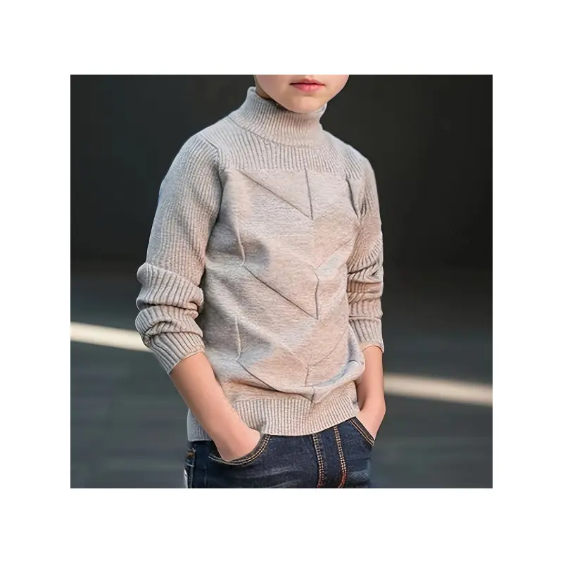 New Child-Sized Boys' Mid-Neck Pullover Sweater, Fashion Kids' Top for Autumn-Winter, Child-Sized Boys' Sweaters