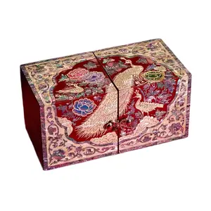 Peacock Queen Bi-fold Mother-of-Pearl Lacquer Jewelry Box, Top Choice for Chinese-Style Gifts symbolizes good fortune and luck