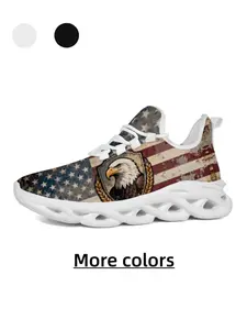 Unisex Vintage USA Flag Eagle Trendy Sneakers - Skin-Friendly Mesh, High Bounce Shock-Absorbing Non-Slip for Daily/Outdoor