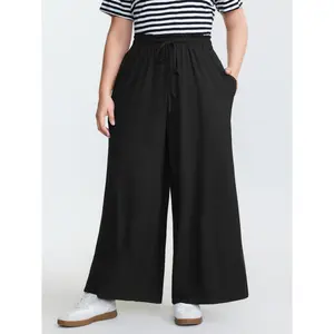 BLOOMCHIC Women's Plus Size Lady's Casual Bottom Garment - Supersoft Fabric Shirred Drawstring Waist Pants [M-6X] 2026 Summer Vibes Swimweek
