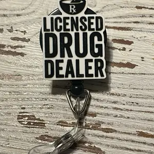 Pharmacist Badge Reel - Licensed Drug Dealer Design with Secure Clip for Medical Professionals