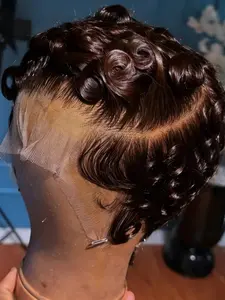 Pixie Cut Curly 13x4 Lace Glueless Human Hair Wigs Wigs Short Layered Pixie Cut Curly Wigs