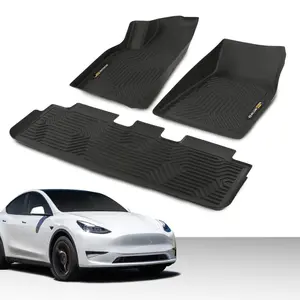 3 Piece Floor Mats Fit For Tesla Model 3  Model Y 2017-2025 All-Weather Rubber Liners Carpet Car Mat Waterproof Heavy Duty Car Mats