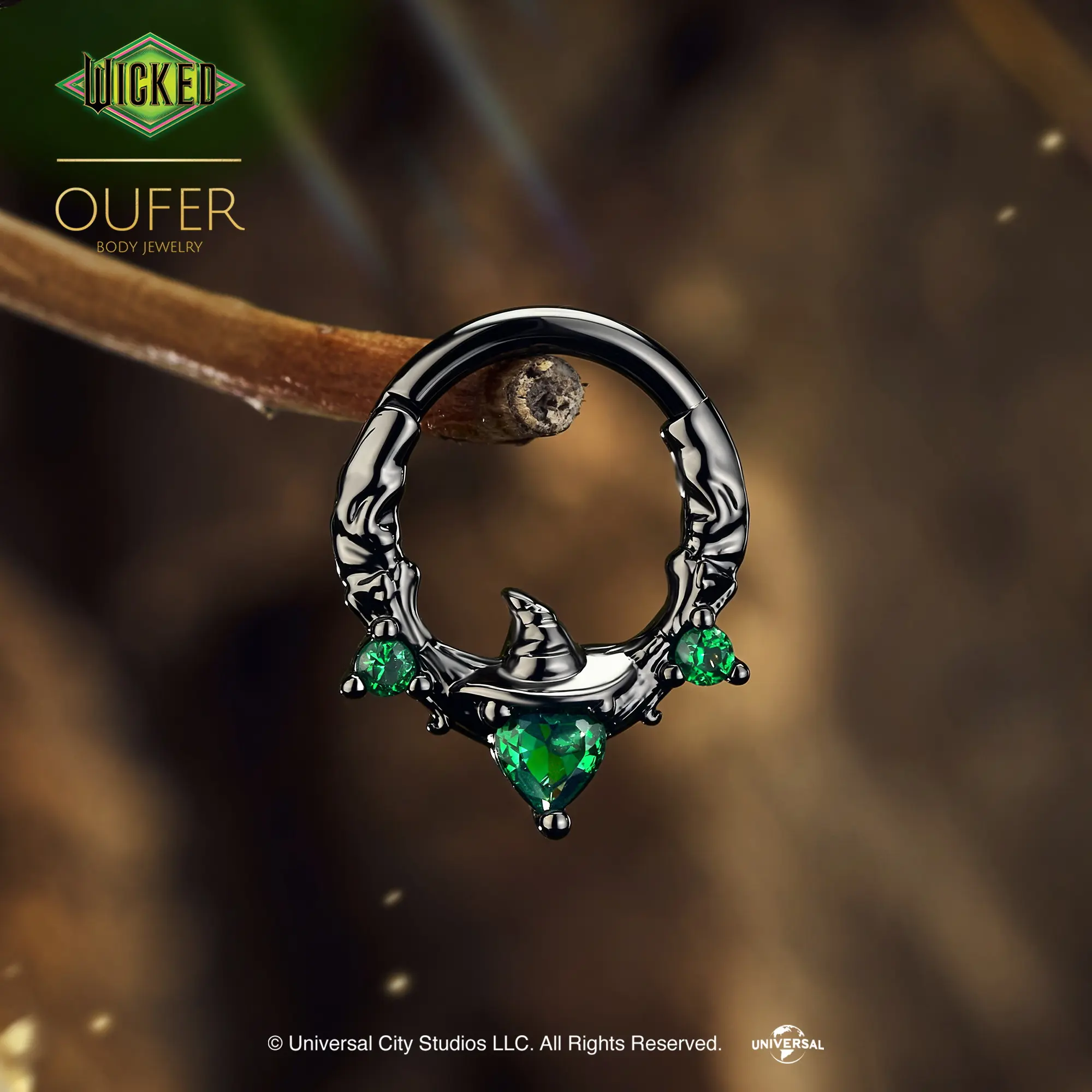 WICKEDXOUFER Witch Hat 16G 8MM Hinged Segment Septum Ring