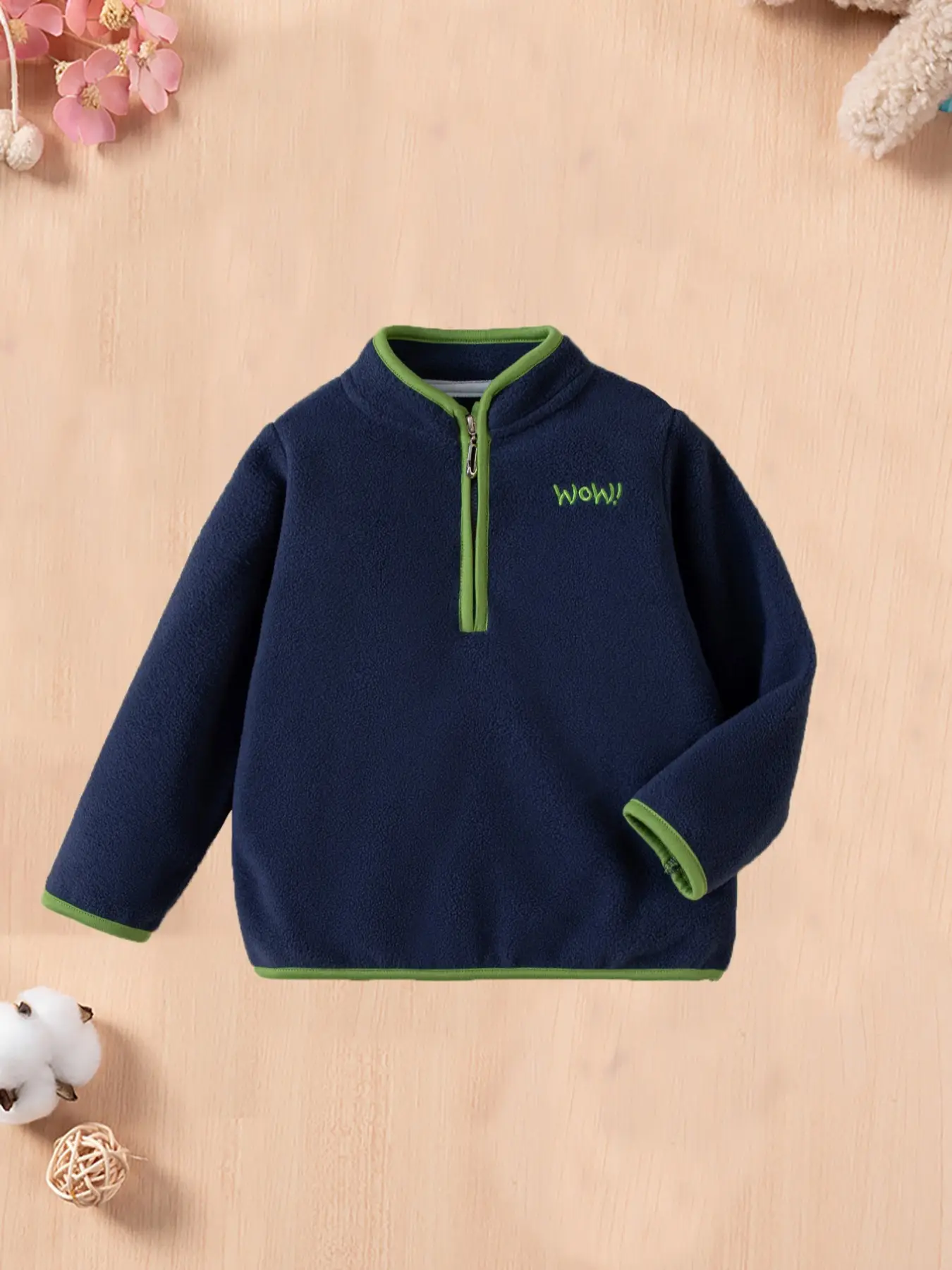 Boys' Fashion Cozy Long-sleeved Sweatshirts Autumn and Winter Casual Half-zip Color-block Tops Baby Boys' Fleece Warm Clothing Comfortable and Suitabl