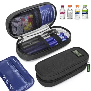Insulin Cooler Travel Case TSA Approved with Temperature Display – Diabetic Medication Travel Case with 2 × 90g Ice Packs, Portable Medicine Organizer for 3–4 Insulin Pens and Diabetic Supplie