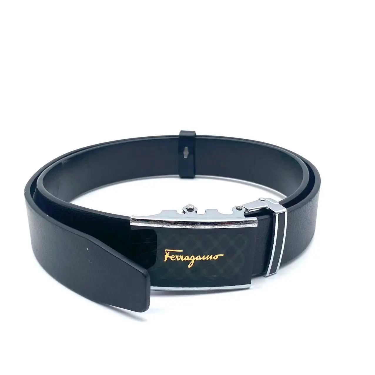 Pre-owned SALVATORE FERRAGAMO Leather Small Leather Goods Men's Black Belt
