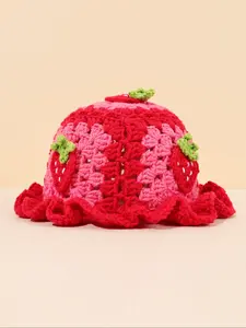Handmade Crochet Hollow 3D Flower Knitted Cap, Fitted Cute Casual Style for All Seasons, Perfect for Daily Wear & Fashion Accessories