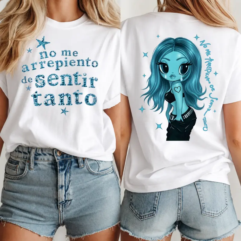 No Me Arrepiento De Sentir Tanto Shirt, Latina Foreva Colombiana Graphic Tee, Latin Concert Outfit, Bichota Album Fan Apparel Gift for Women Men, Unisex Cotton