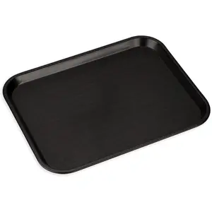 Fast Food Cafeteria Tray 14" x 18", Durable Polypropylene with Slip-Resistant Surface, Stackable for Cafes and Schools, BPA-Free, Black