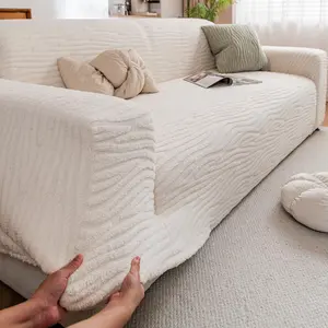 Solid Color Geometric Pattern Sofa Cover, 1 Count Reusable Breathable Sofa Slipcover, Sofa Protector for Home Living Room Office, Sofa Couch Covers