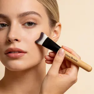 Viora Beauty Angled Flat Makeup Brush for Foundation Contour & Concealer Soft Synthetic Bristles Face Blending Brush Smooth Application Easy Blending