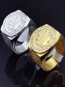 Royal Crown Ring Symbol, Elegant Glittering Ring, 316L Stainless Steel Zirconia, Unisex Party Gift Jewelry, Men Women Fashion Accessory