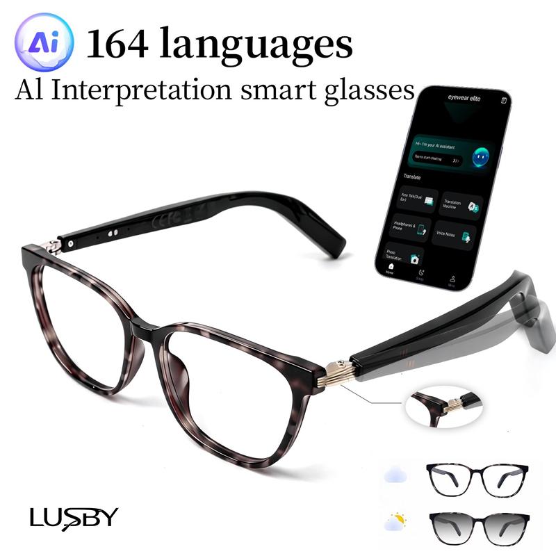 AI Interpretation Smart Glasses,160 Languages, Chat GPT,Audio Glasses for Men And Women,Microphone And Speaker, HD Voice Calls And HIFI Music Quality,Hands-Free Calling,Color Changing Lens, Suitable for  Riding,Driving,Travel,Easter gift