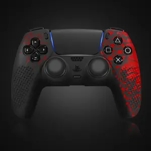【Back to School】Anti-Slip PS5 Controller Skin, PS5 Controller Accessories, Non-Slip Silicone PS5 Controller Cover Case with Thumb Grip Gaps, Touch Pad Sticker and Cover Wrap Stickers