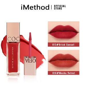 iMethod Velvet Lip Glaze Soft Matte Liquid Lipstick Intense Color Smudge-Proof & Waterproof Comfortable Hydrating Shea Butter Vegan Gloss Lipgloss