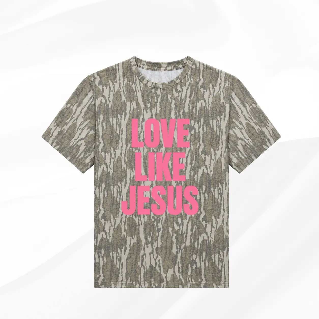 Love Like Jesus Camo Graphic T Shirt Christian Faith Shirt Inspirational Pink Letter Tee