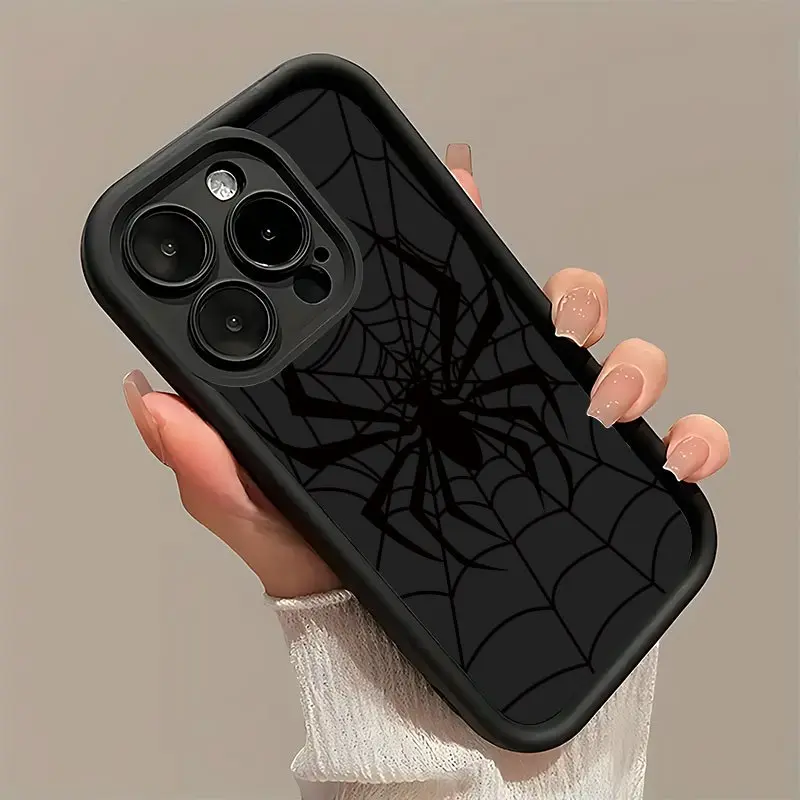 Phone Case - A Soft Phone Cover Showcasing a Trendy Spider Web Design, Equipped with a Shock-Resistant Groove for Easy Carrying, Suitable for iPhone 17/16/15/14/13/12/11/XS/X Including Pro, Pro Max, And Plus Versions  Matte End for Men & Women, Iphone Ser