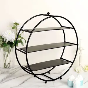 3-Tier Metal Round Cupcake Stand Matte Black - Stylish Dessert Holder Appetizer Display for Modern Weddings Dessert Buffets & Celebrations 21"