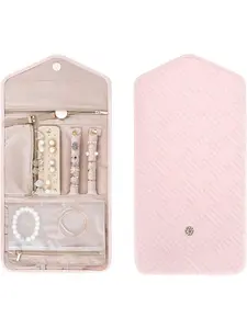 Portable Jewelry Roll Holder, Organiser- The perfect holiday gift for travel lovers, holds necklaces, rings, earrings, and bracelets - quilted design, snap closure - compact, exquisite, easy to carry