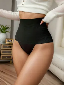 Women's High Waist Shapewear Panties, Comfortable Quick-Dry Underwear, Tight-Fitting Plain Design, All Seasons Wear