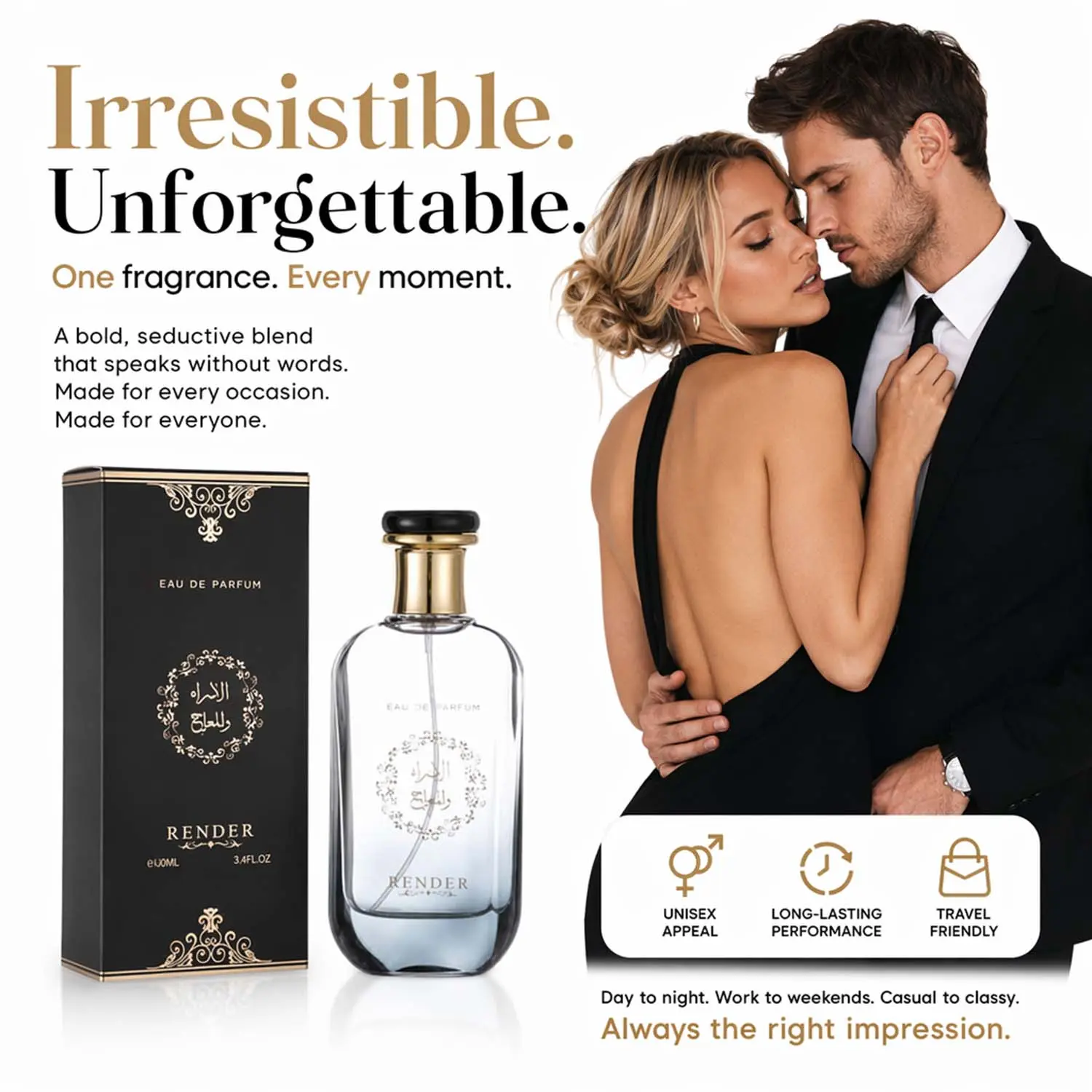 Men's Pheromone EDP Perfume - Infused Formula, Long Lasting Floral Fruity Woody Scent, 3.4fl oz/100ml, Romantic Gift for Valentine's Day, Christmas, Enhances Attraction