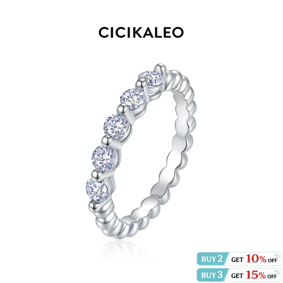 CICIKALEO 3mm Moissanite Eternity Band for Women 18K White Gold Plated Rings Lab-Created Wedding Engagement Gift for Her #Summervibes tiktokshopbacktoschool