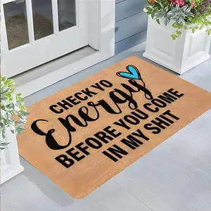Check Yo Energy Doormat - Funny Sassy "Before You Come In My Sh*t" Rug. Bold Statement Entrance Mat. Protect Your Peace Home Decor. New Home Gift for Bestie