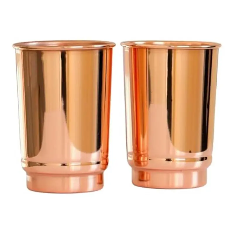 Set of 2 Copper Tumbler | 350 ml / 11.8 Oz 100% Pure Copper Plain Glasses | Ayurvedic Health Benefits Medicine Cups | Drinking Water Tumblers 2 Pieces | Unlined Uncoated Lacquer Free
