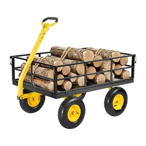 VEVOR Steel Garden Cart 1200lb Capacity Heavy Duty Yard Wagon Utility Cart 13in Tires