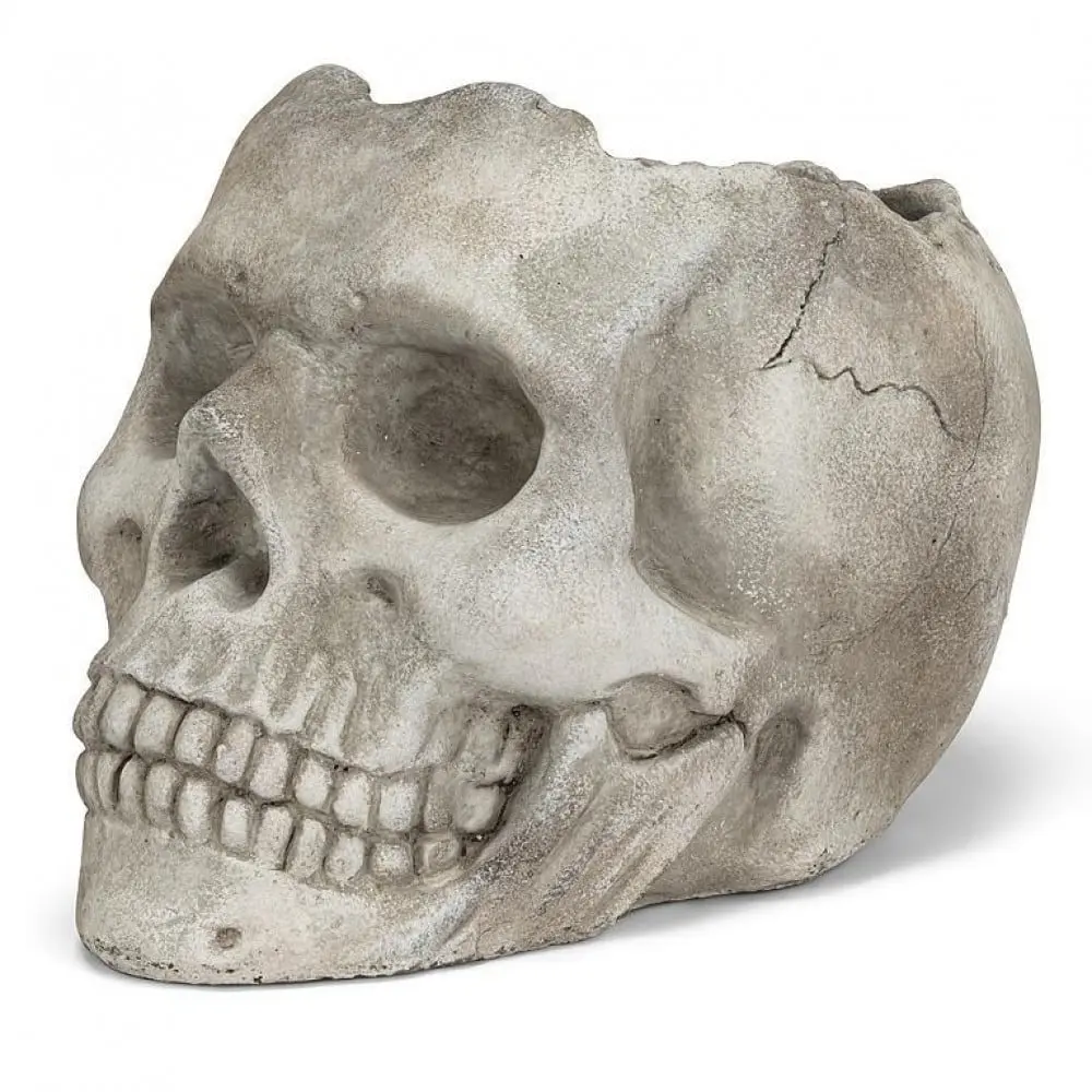 212 MAIN AB-27-DOOM-XLG Extra Large Concrete Outdoor Skull Shape Garden Planter