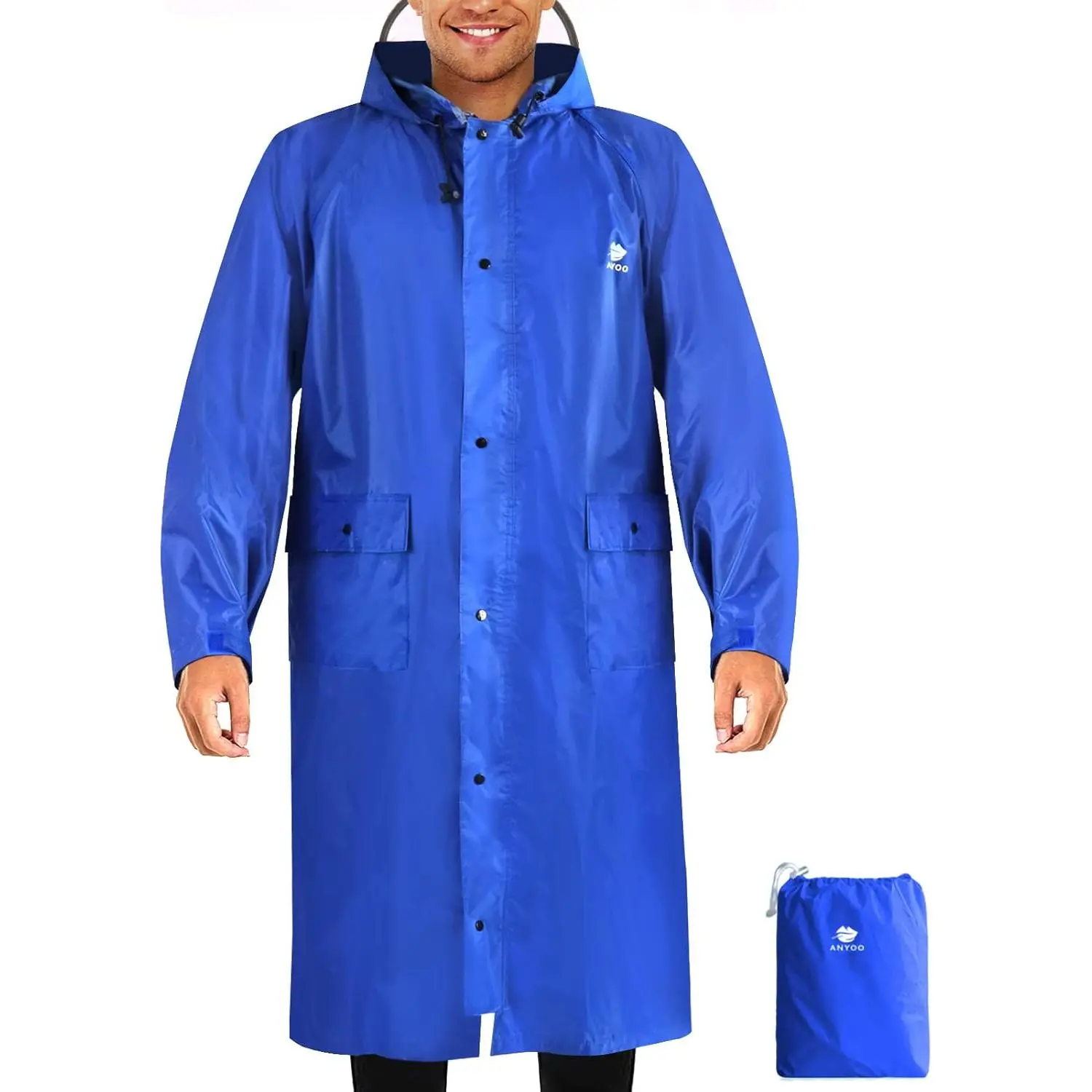 Unisex Polyester Outdoor Waterproof Rain Poncho - Rainproof, Lightweight, Portable Onesize Full Body Cover Raincoat for Adults with Pocket, Reflective, Ideal for Camping, Hiking