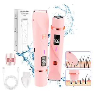 Mother'S Day Gift,Bikini Trimmer for Women, Electric Shaver and Razor Rechargeable 2-in-1 Body and Facial Epilator, Dual Heads for Painless Trimming of Pubic Hair, Face, Underarms and Legs, IPX7
