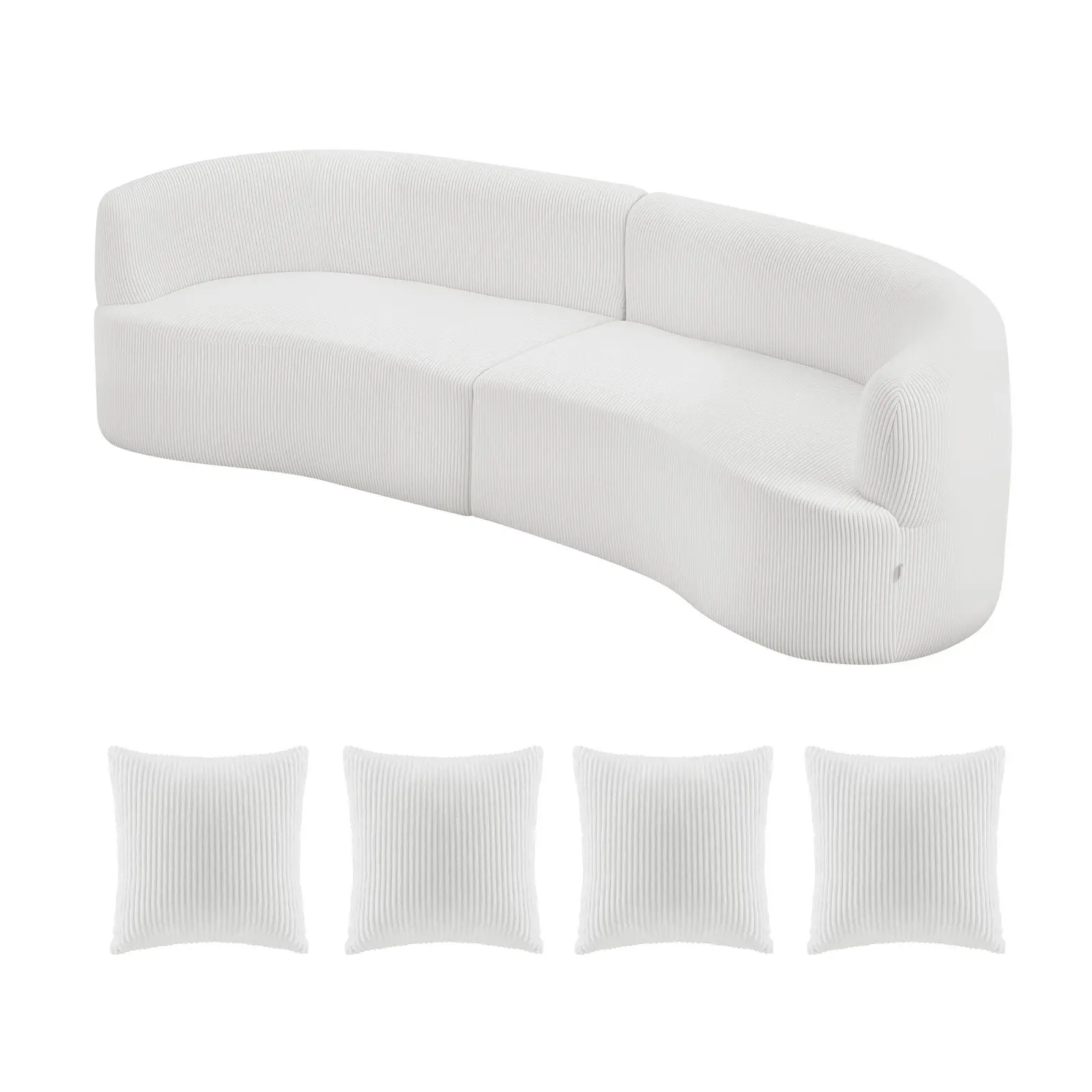 VEVOR Luxury Modern Cloud Plush Corduroy Sectional Sofa, 112in Semicircular Curved Oversize Couch (12in+ Deep Seat) with 4 Pillows - Fully Assembled for Living Room, Office, 112 Curved
