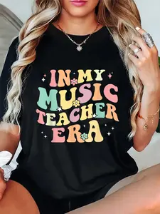 100% Cotton In My Music Teacher Era Retro Back To School Musician Band T-Shirt