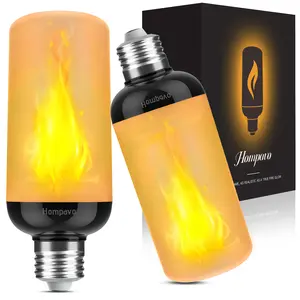 Hompavo Gen2 LED Flame Light Bulbs, Like Real Fire 4-Mode Flickering Light Bulbs with Upside Down Effect, E26 Flame Bulb for Halloween Christmas Party Patio Porch Home Indoor & Outdoor Decorations, 2
