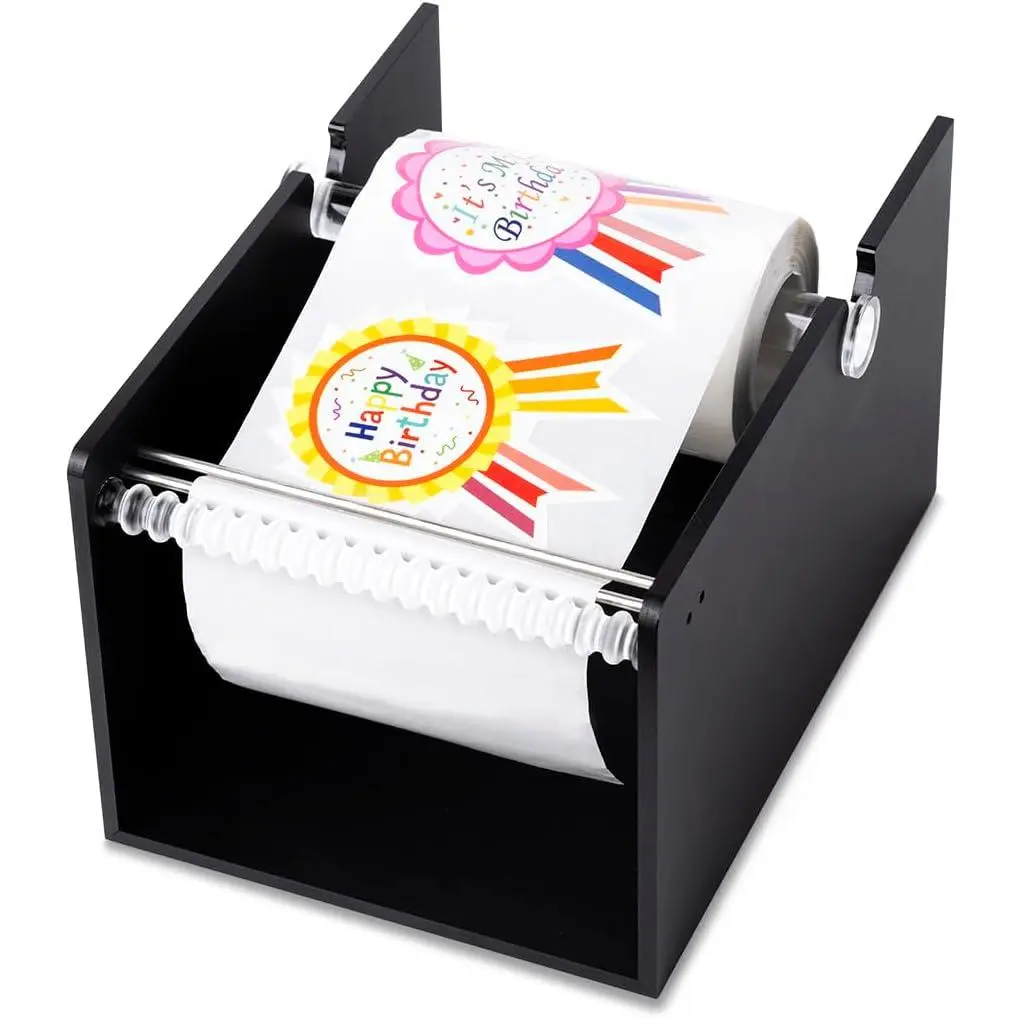 Manual Label Sticker Dispenser for Rolls of Stickers - Adjustable Tabletop  Holder for Multiple Rolls in Classroom, Business, Home