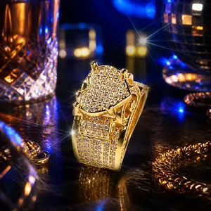 Iced Out Heart Ring for Men/Women, Full Micro Pave CZ Lab Diamond Band, Heavy Design Vintage Hip Hop Jewelry, Unisex Bling Statement Ring