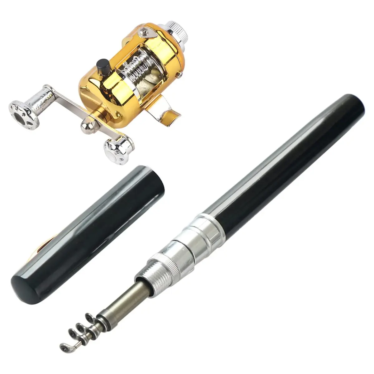 Pocket Size Fishing Rod - Pen Fishing Pole and Reel Combo, Portable Telescopic Small Fishing Pole Mini Fishing Rod, Micro Collapsible Fishing Rod and Reel Combo Travel Fishing Kits