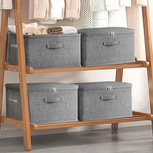 4-pack, super-sized foldable cationic storage box, waterproof storage, bedsheet organizer, foldable storage organizer, suitable for wardrobes, bedrooms, kitchens, books, multi-functional storage organizer (with dual zippers and 3 handles).