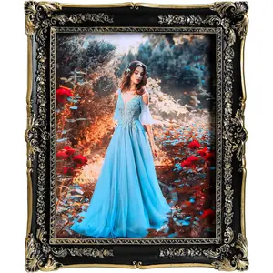 5x7  Picture Frame - Elegant Black and  Ornate Antique Frame with Glass Front, Tabletop & Wall Display (Black, 5x7)