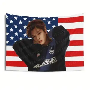 1pc Stray Seungmin Photoshoot American Flag, Seungmin American Tapestry, Seungmin Merch Decor, Gift for Seungmin Fan (3X5)