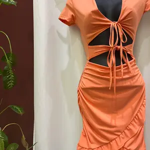 BRAND NEW Orange Cut Out Mini Dress Size Small Casual
