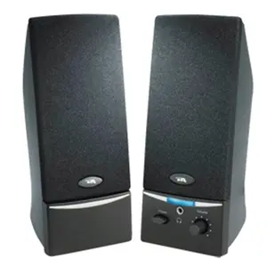 212 MAIN 2-Piece Black Car Audio Desktop Built-in Amplifier Speakers System - Headphone Jack, Cloth Grills, High-Fidelity Sound
