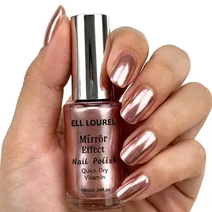 ELL LOUREL New Arrival 10ml Rose Golden Mirror Effect Nail Polish,Quick-Dry, Alcohol-Free, Long-Lasting Gloss, Ideal for Various Occasions, Top Coat is Needed if want to get Super Mirror Effect,Nail Polish Oil,Holiday Gift, Ball Parties Essentials