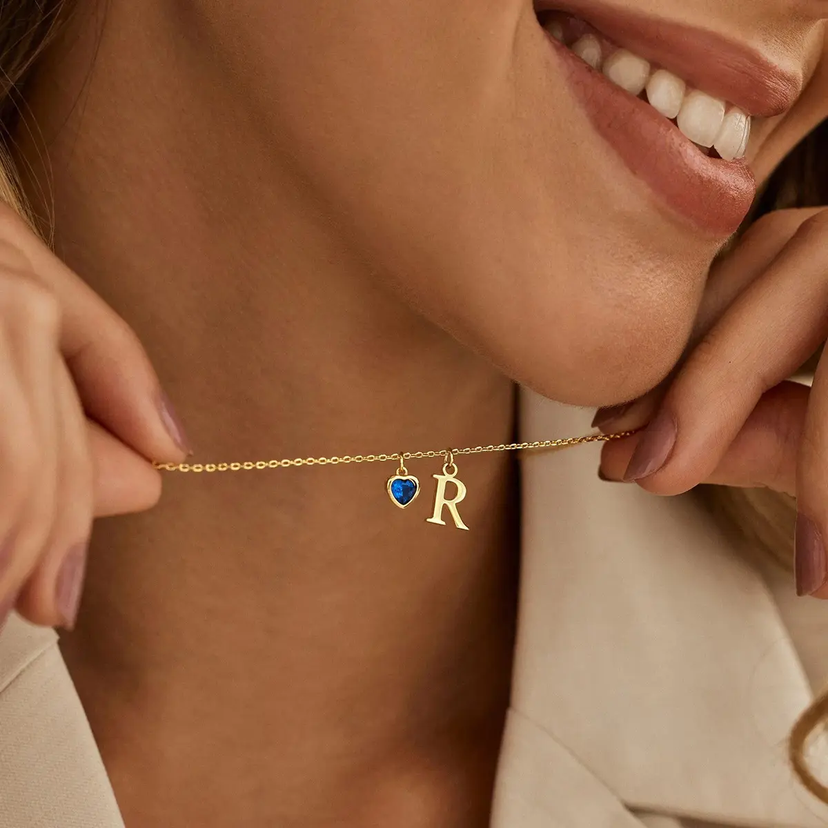 Women's Dainty Initial-Heart Birthstone Pendant Necklace, Custom Letter Costume Jewelry, Valentines Day Birthday Gift, Initial Necklaces, Fashionable Jewelry, Initial Necklace, Letter Necklaces