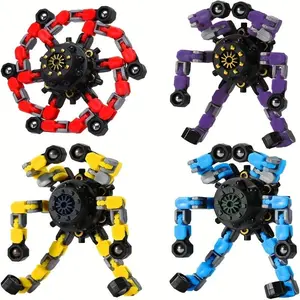 Fidget Spinner Robot Toy, Colorful Converter Fidget Spinner, Pocket Size DIY Robot Toy for Teens & Adults, Birthday Gift