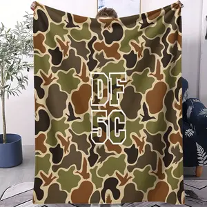 Df5c Camouflage Print Flannel Sofa Bed Throw Blanket, Flannel Blankets, Soft Skin-Friendly Material, Classic Pattern with Bird Design, All-Season Use,Boyfriend Stocking Stuffers