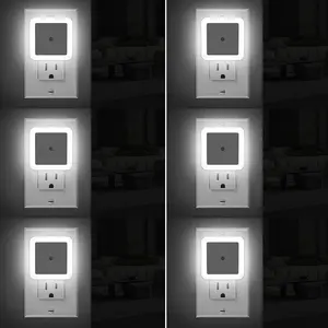 Night light, wall-mounted night light (set of 4), plug-in night light, sunrise-to-sunset LED night light, suitable for bedrooms, bathrooms, hallways, warm white home lighting