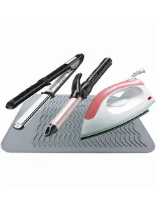 LMMAKE Grey Heat Resistant Silicone Mat for Curling Irons Flat Irons & Hot Styling Tools Durable Protection for Countertops Safe for Travel & Vanity Tables Elastic Collapsible Design